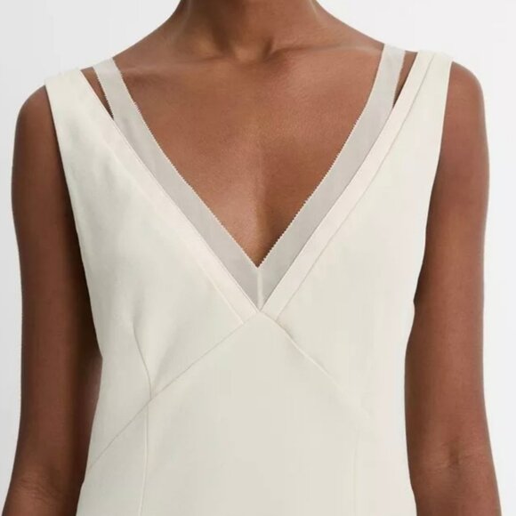 Vince Chiffon and Faux Leather Layered Midi Slip Dress - Picture 1 of 15